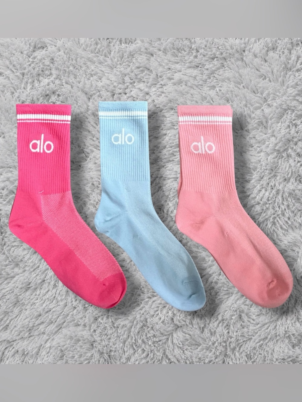 Alo 3 Piece Bundle - Crew Ribbed Socks - Brand New - Never Worn - As Pictured
